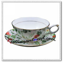 B161 200ml YAMI Salix Leaf Tea Cups &amp; Saucers 2 Set